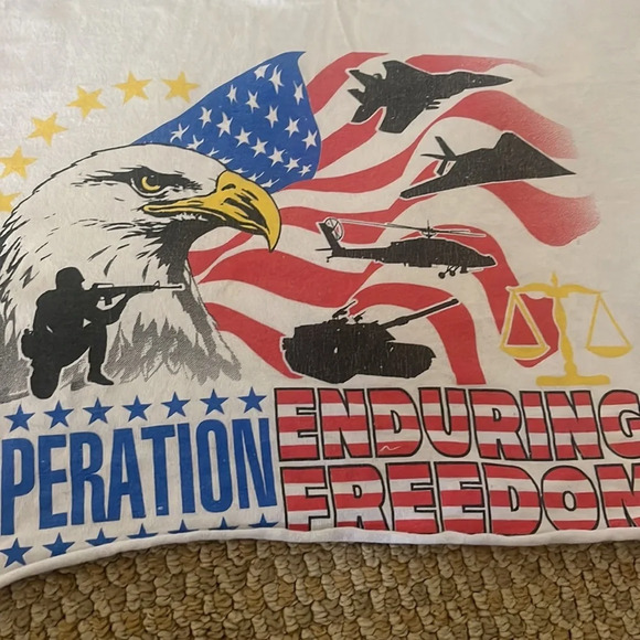Vintage y2k operation enduring freedom military t shirt cropped Sz Extra large - Picture 8 of 11